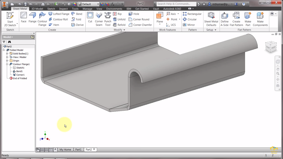 钣金法兰轮廓设计使用Autodesk Inventor