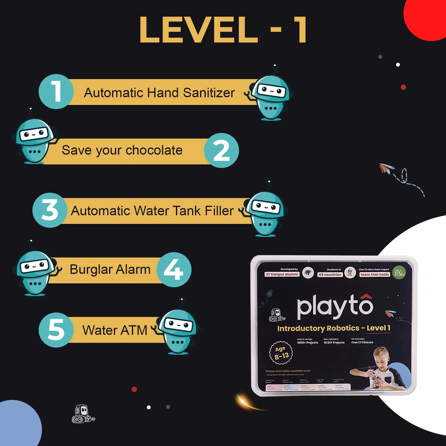 Example projects for Playto Labs Level 1 Robotics Kit.