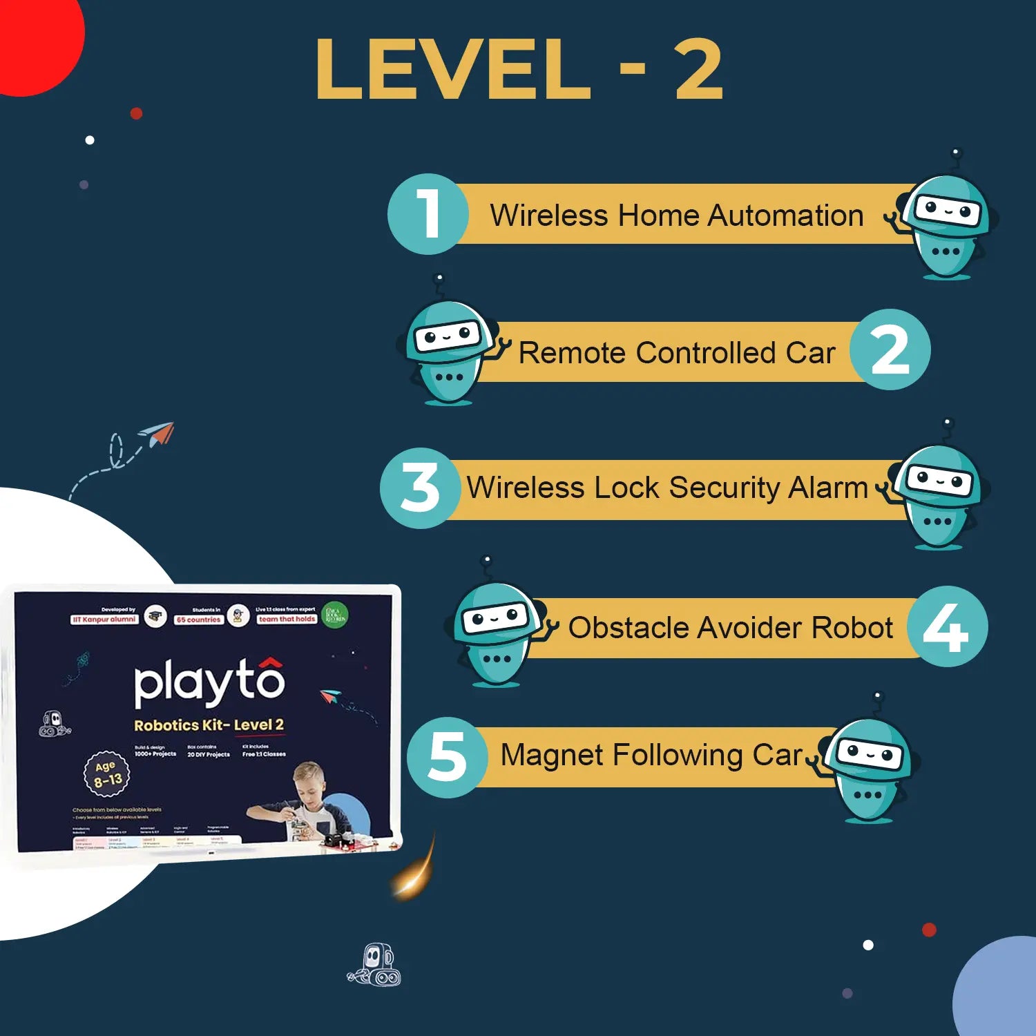 Example projects for Playto Labs Level 2 Robotics Kit.