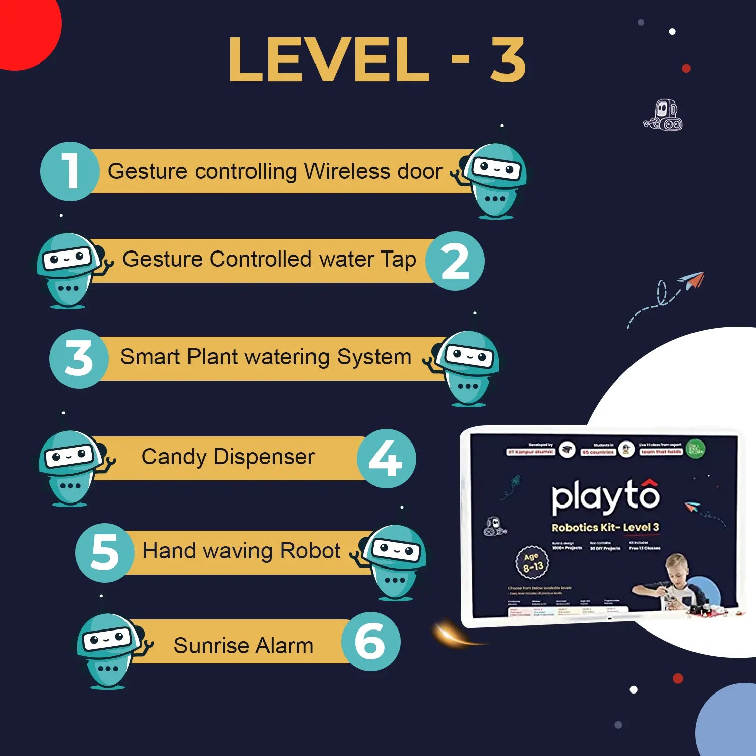 Example projects for Playto Labs Level 3 Robotics Kit.