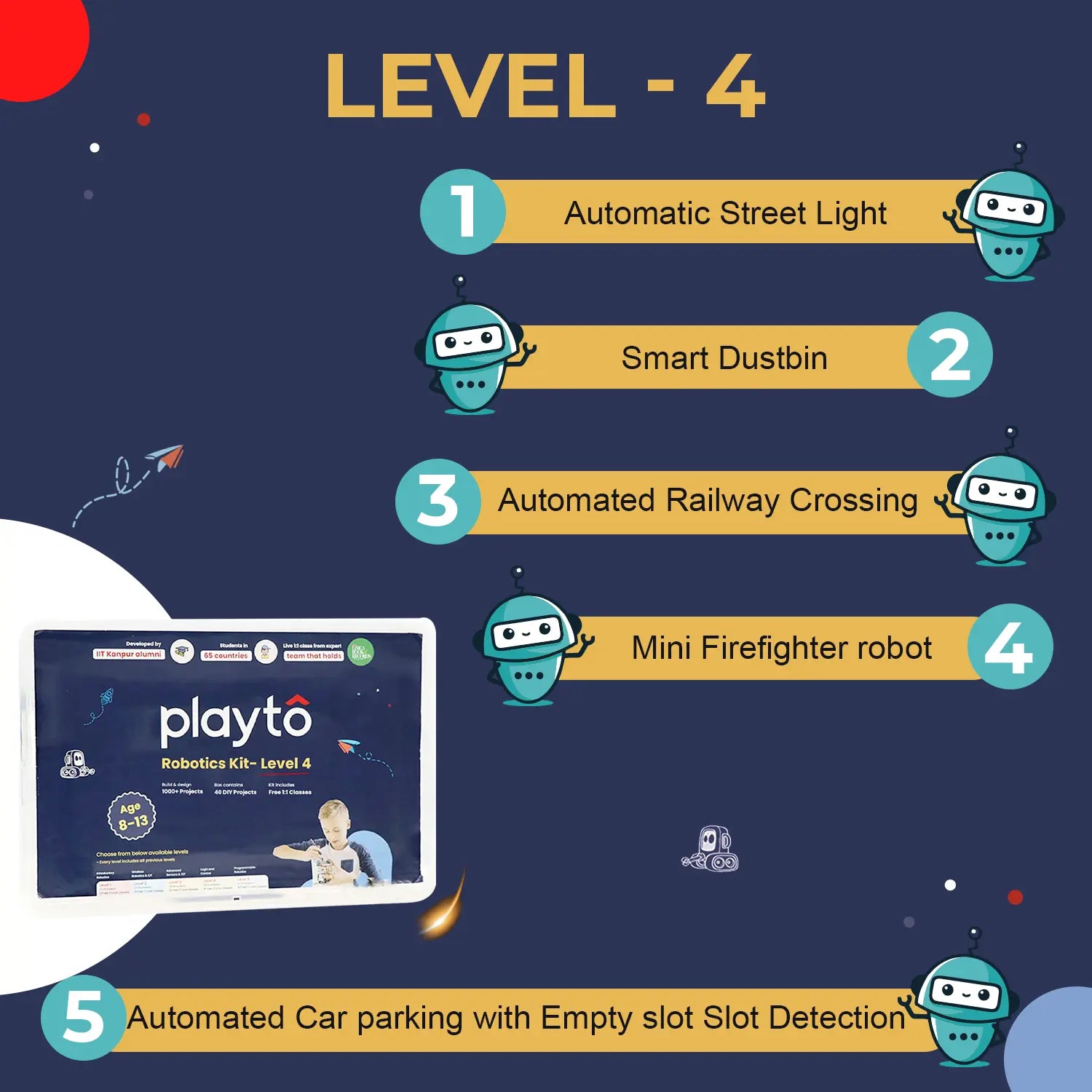 Example projects for Playto Labs Robotics Kit Level 4.