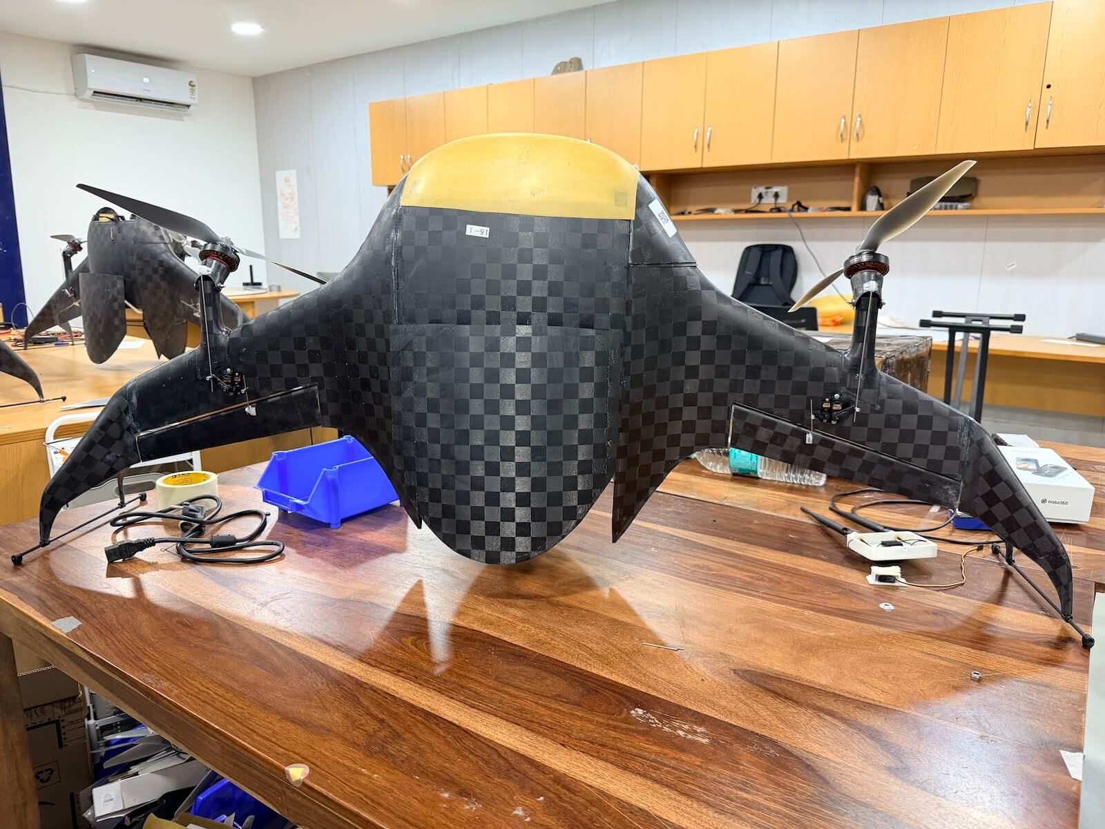 Airbound drone getting ready for a test flight