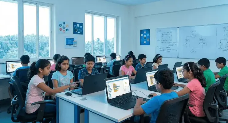 Robotics summer camp in Bangalore: kids building robots