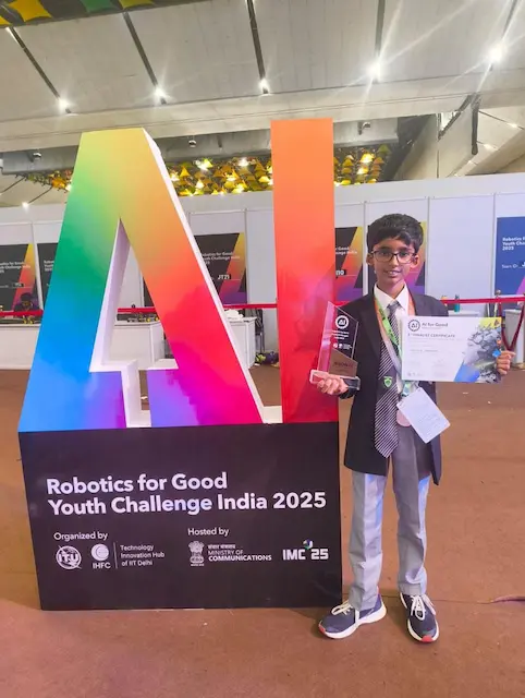 Playto Labs student Naithik from Bangalore won silver medal in Robotics for Good Youth Challenge
